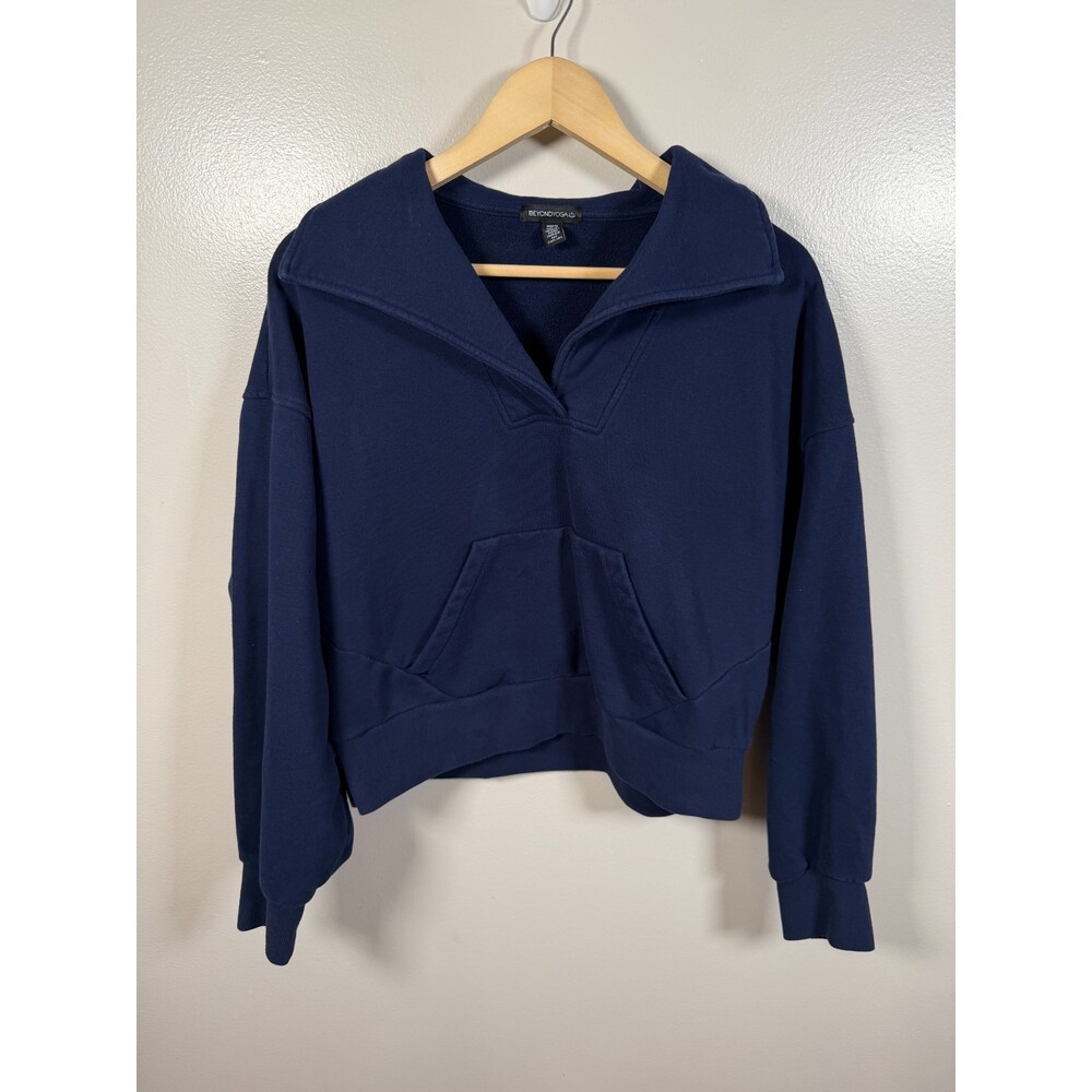 Beyond Yoga Street Smart Pullover Sweatshirt Size Medium After Dark Navy Blue